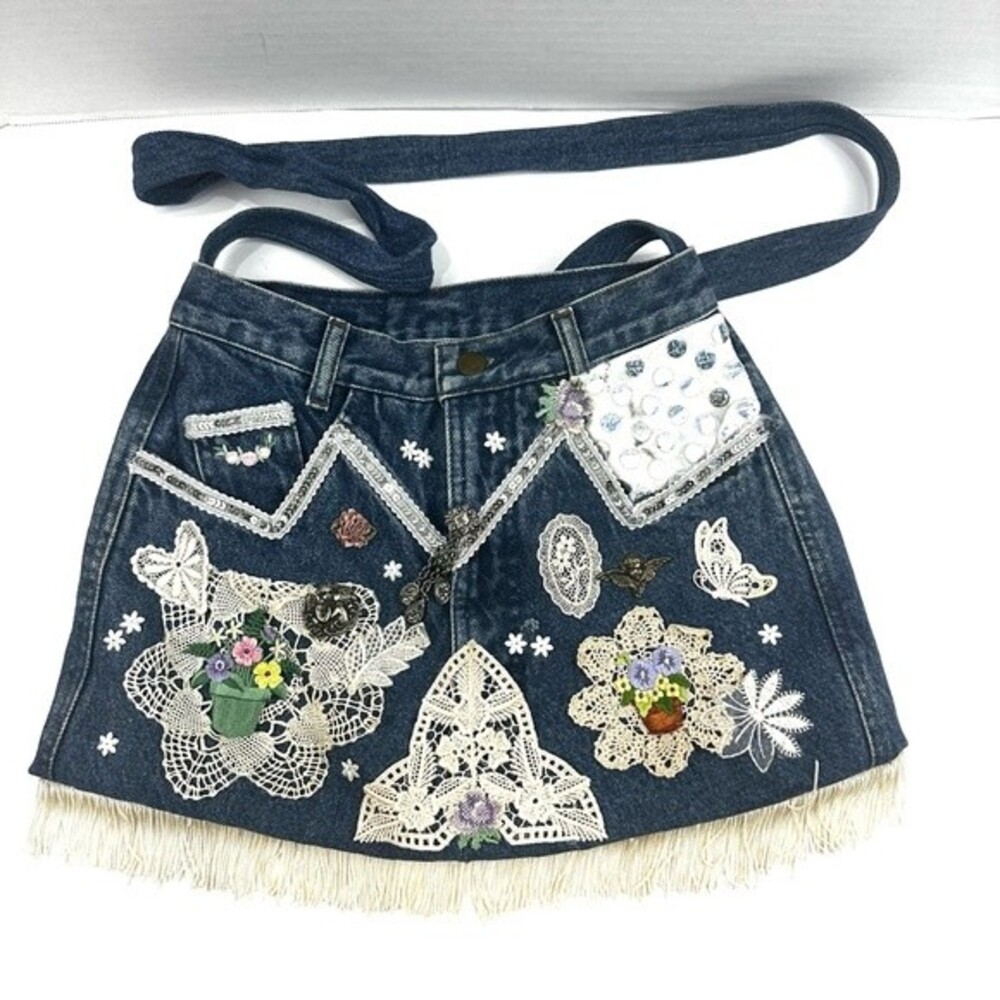 Rocky Mountain Clothing Co Upcycled Rare/Unique Blue Jean Crossbody Bag